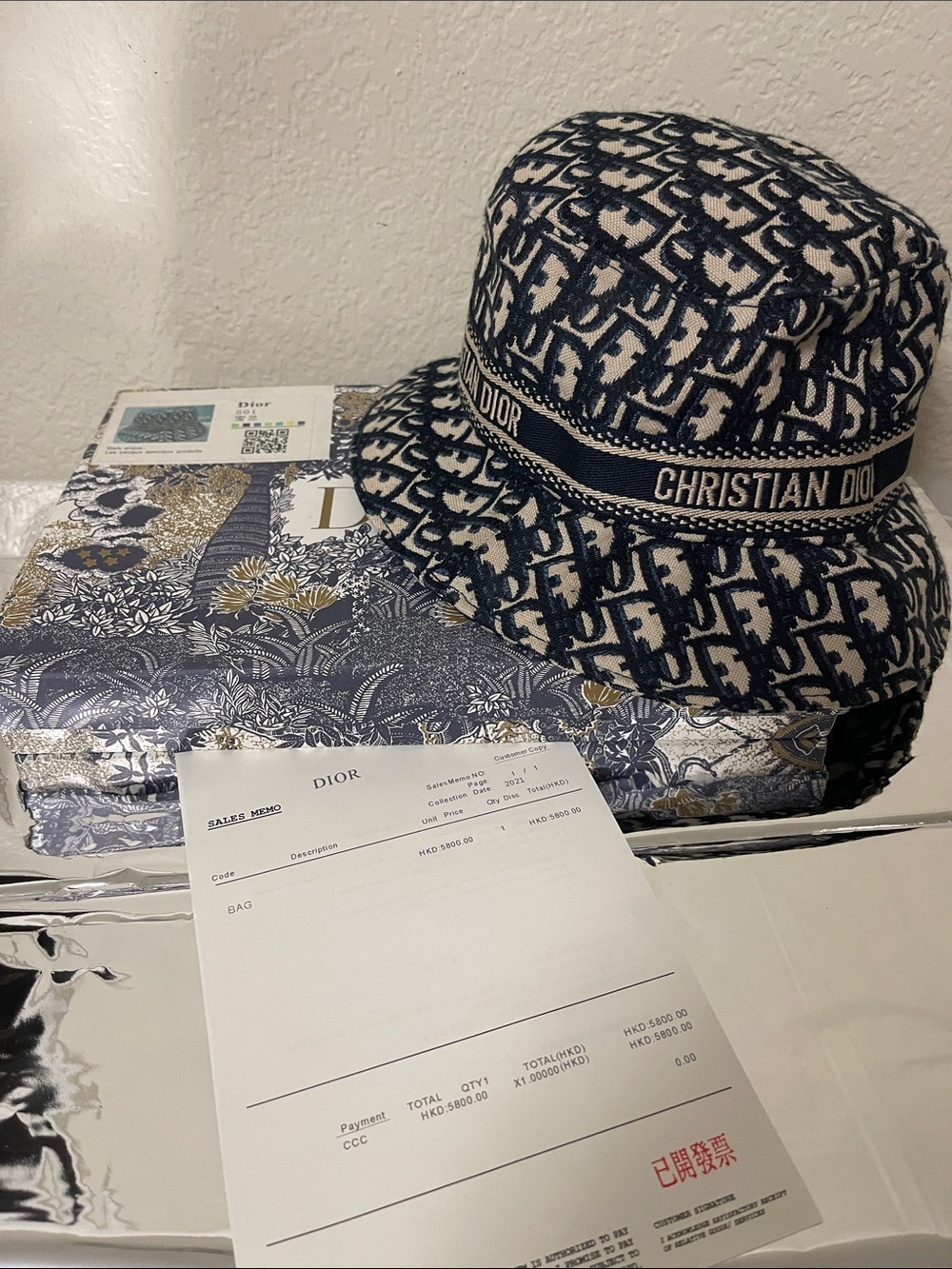 Christian Dior Navy and Cream Monogram Bucket Hat